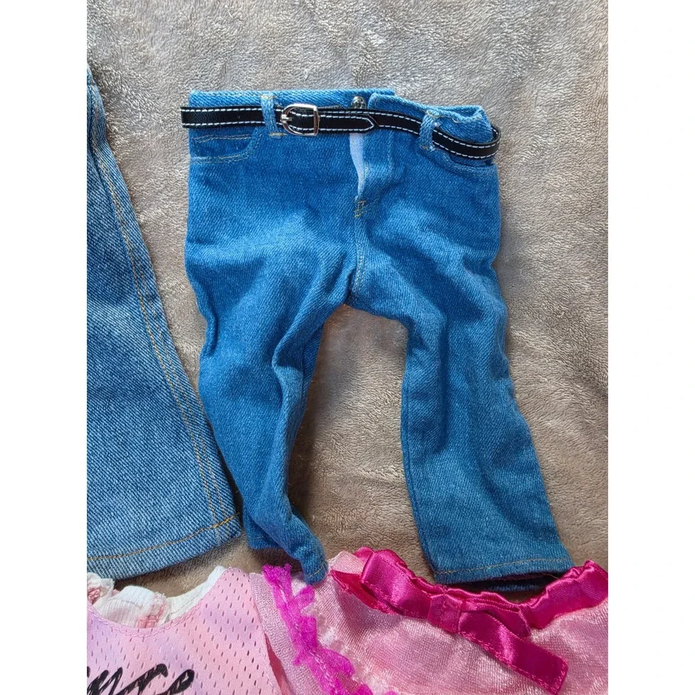 18 Inch Doll Clothes Lot Denim Jeans Skirts Tutu Unicorn Hat Pink
